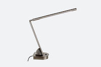 Adjustable Brushed Nickel LED Indoor Desk Lamp on/off rocker base switch and two convenience outlets