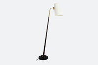 Hotel floor lamps with wood body and brushed brass