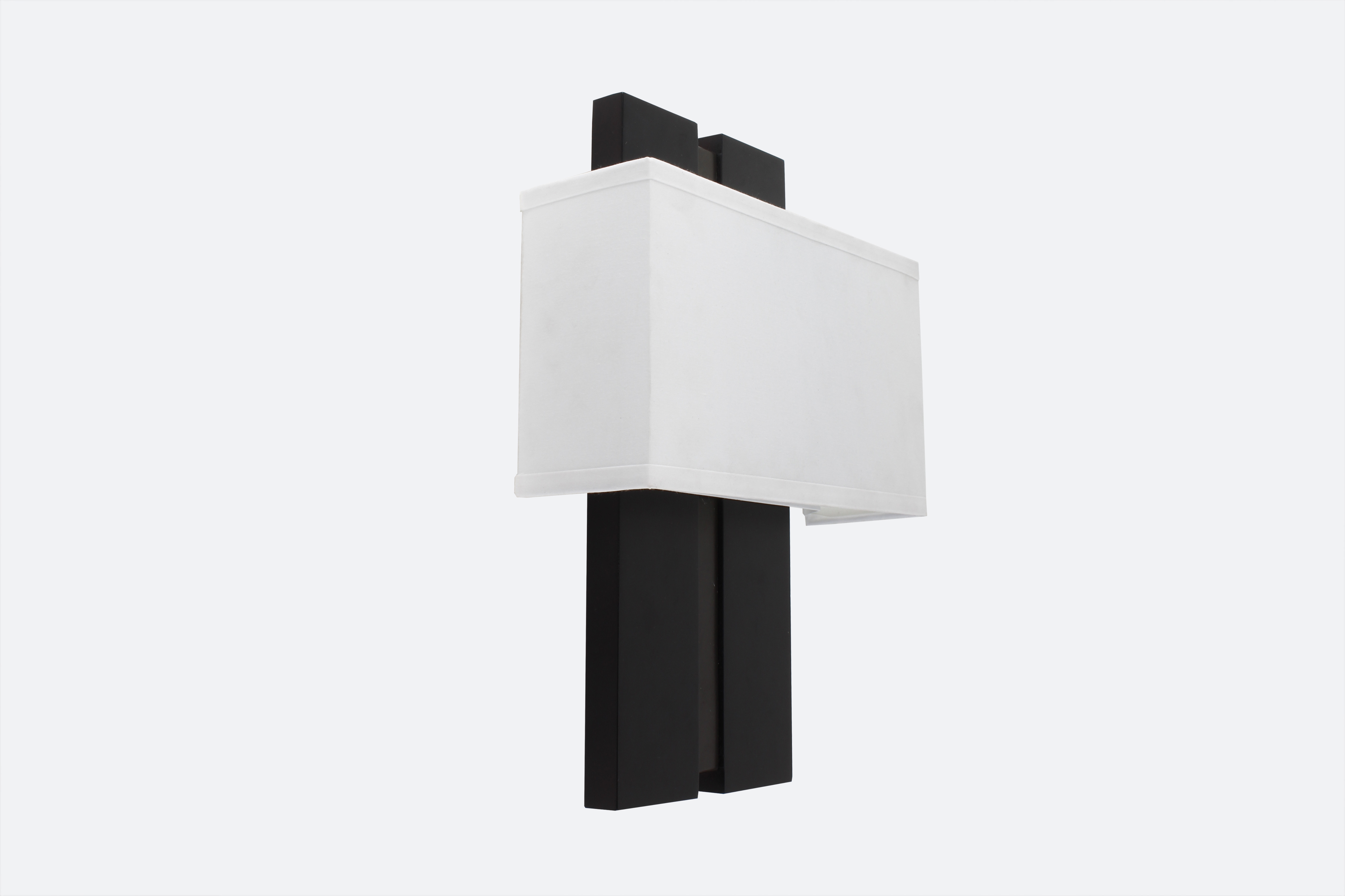white fabric shade black wood single wall lamps for USA hotel LED wall light